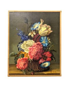 Nature morte aux tulipes et pivoines école Française Philippe Lazare XXème