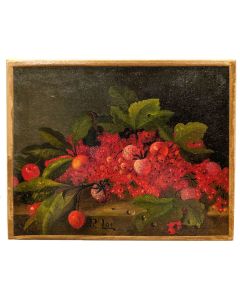 Nature morte aux fraises et groseilles école Française Philippe Lazare XXème