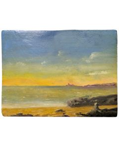 Paysage de bord de mer crépuscule école Française Philippe Lazare XXème