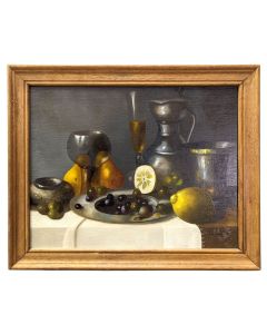 Nature morte aux olives et citron école Française Philippe Lazare XXème