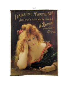 Affiche publicitaire par Gabriel Ferrier librairie Bonnet à Castres chromolithographie