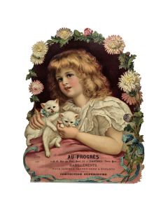 Affiche publicitaire ancienne "Au progrès" 1900 chromolithographie