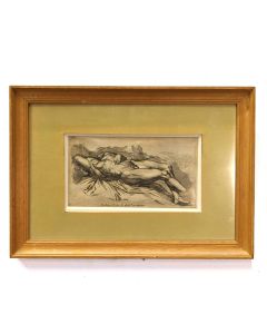 Gravure époque XVIIIème homme nu 