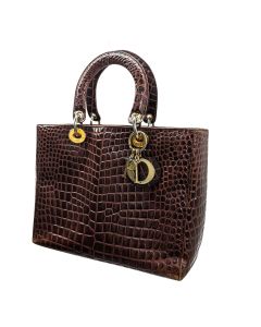 Sac à main Christian Dior Lady Dior en croco années 90