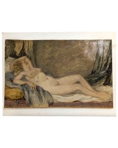 Louis Édouard Garrido Huile sur papier femme nue