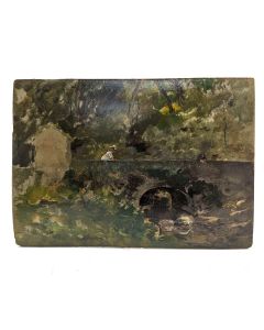 Huile sur carton Edouardo Leon Garrido le pécheur 