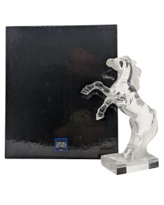 Statuette verre dépoli cristal de Sèvres Cheval cabrant 