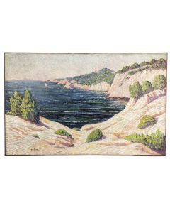 Grande huile sur toile marine 1900 pointilliste signé Grallan