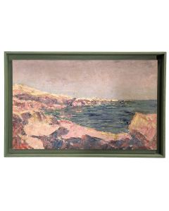 Huile sur toile pointilliste marine par Henri Grallan