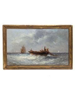Peinture marine à l'huile XIXème par Paul Seignon