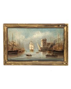 Peinture marine à l'huile XIXème par Paul Seignon