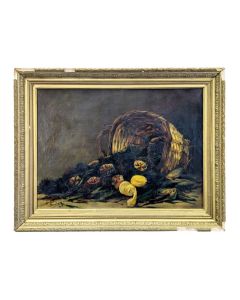 Huile sur toile Nature morte aux oursins et citrons signé Bouchet 1903