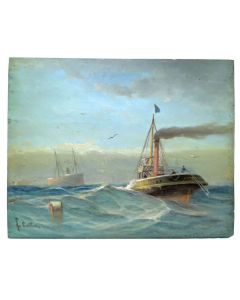 Peinture huile sur toile Marine de François Gautier (1842-1917) 