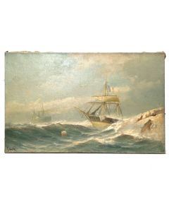 Peinture huile sur toile Marine de François Gautier (1842-1917) 