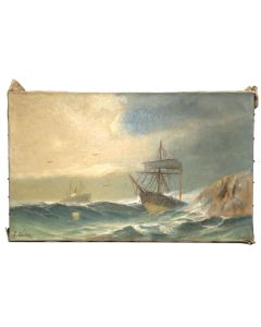 Peinture huile sur toile Marine de François Gautier (1842-1917) 