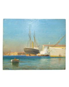 Peinture huile sur toile Marine de François Gautier (1842-1917) 