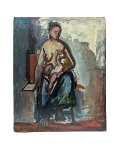 Maternité huile sur carton par Rudolf Kundera *