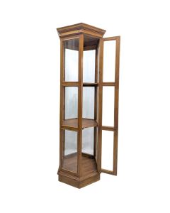 Vitrine héxagonale de magasin bois naturel 1900