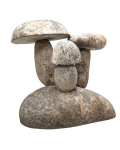 Sculpture de jardin en galets aux champignons 