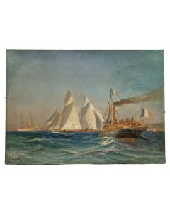 Peinture huile sur toile Marine de François Gautier (1842-1917) 