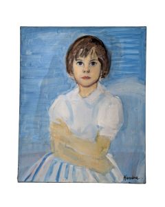 Portrait de jeune fille huile sur carton par Rudolf Kundera *