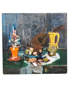 Nature morte huile sur carton par Rudolf Kundera DOUBLE FACE???*