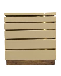 Commode à 5 tiroirs pantalonière laquée crème années 80 par Jean Claude Mahey