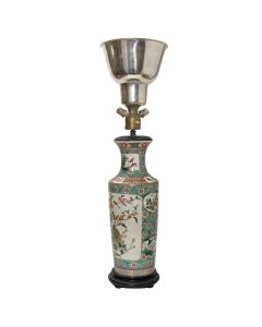 Vase chinois en Canton aux oiseaux époque XIXème monté lampe