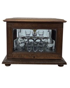 Cave à liqueur vitrée en noyer Napoléon III