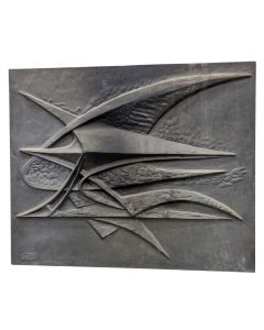Plaque en fonte de cheminée vintage années 70 