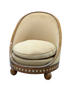 Fauteuil chauffeuse en chêne et marqueterie de nacre Art déco