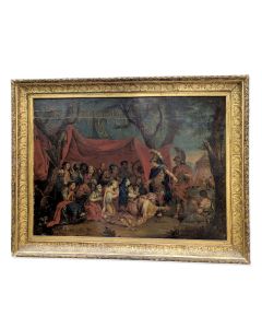 Les reines de Perse aux pieds d'Alexandre Entourage de Charles Lebrun Huile sur toile XVIIème