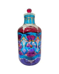 Grande bouteille en verre émaillé cloisonné avec bouchon – XXe siècle