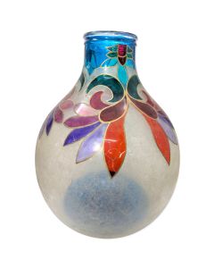 Grand vase globulaire en verre émaillé cloisonné – Travail du XXe siècle
