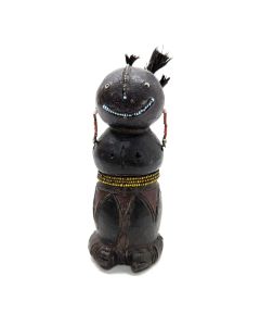 Statuette tribale en bois sculpté et perlé – Afrique de l’Ouest ou Centrale XXe siècle