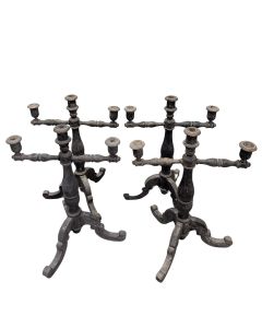 Chandeliers de deuil en bois laqué ép XIX ème (série de 4)