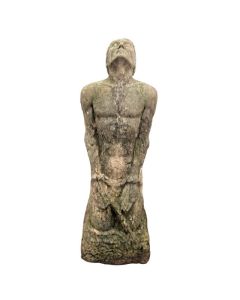 Figure masculine agenouillée – Sculpture expressionniste en pierre XXe siècle