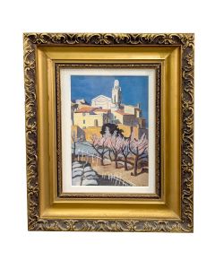 Jean-Claude Quilici (1941-2022) — "Vue méridionale, printemps en Provence" — gouache sur carton, signée en bas à droite