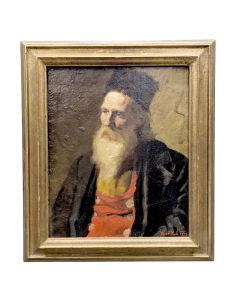 à Portrait d’homme barbu signé Schlub – Huile sur toile, 1919 – style réaliste académique