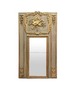 Trumeau d'époque Louis XVI  en bois laqué et doré fin XVIIIème