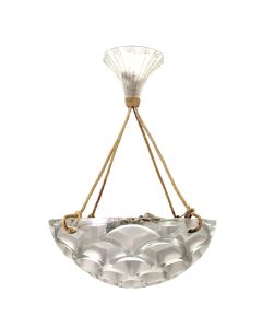 lustre plafonnier en verre moulé René Lalique, circa 1926 modèle aux rinceaux 