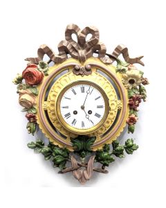 Pendule murale en fonte peinte, mouvement Parisien – France, vers 1870