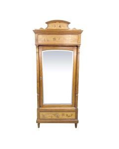 Armoire à glace 1900 Art nouveau en pich pin  et loupe d'érable