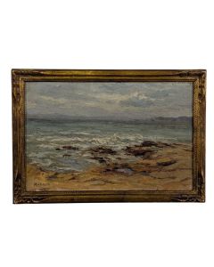 Bord de mer agité huile sur toile signée Molinetti