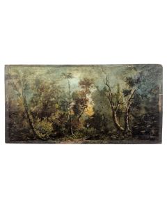 Paysage Barbizon huile sur panneau 