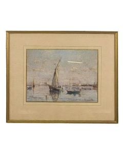 huile sur toile marouflée sur panneau 1900 marine