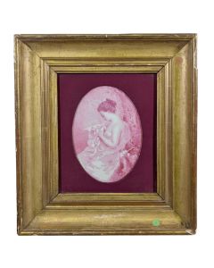 Médaillon peint sur porcelaine XIXème 