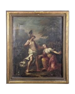 Huile sur toile XVIIIeme le Christ apparaissant à Ste Marie Madeleine 