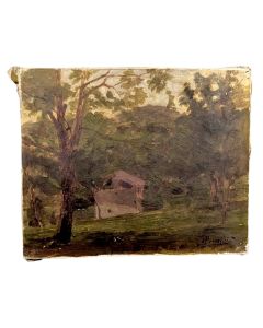 Huile sur toile paysage de campagne 