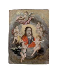 huile sur cuivre  religieuse   XVIIIème